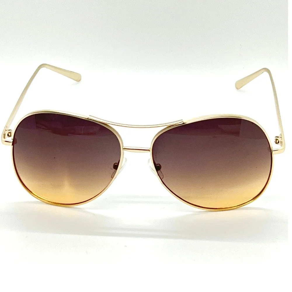 Aviator Sunglasses Gold Frame Brown Gradient Lens Fashion Trendy Shades Lentes‎